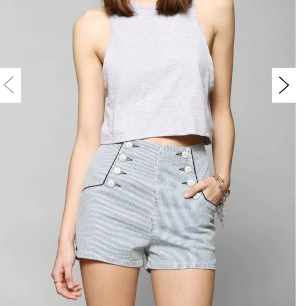 BDG Urban Outfitters Gray Double Button High-Waisted Sailor Shorts Size 2